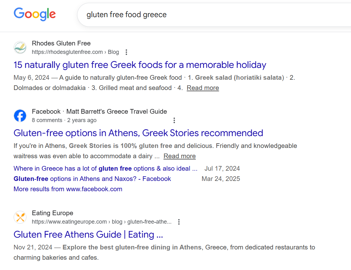 Gluten free food google research