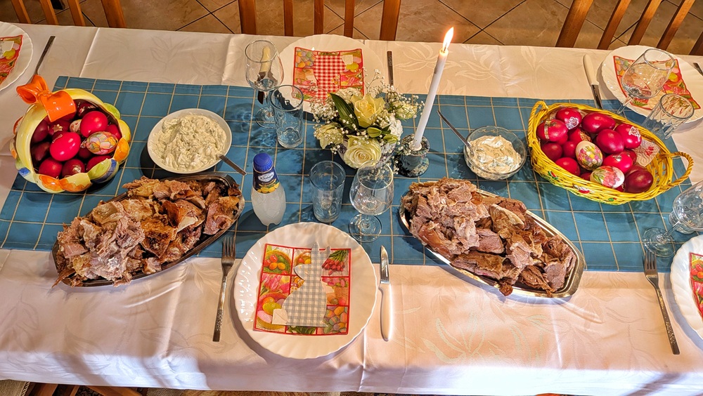 Easter table in the village